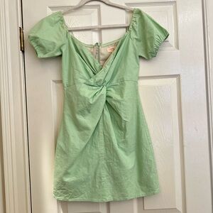 Camila Coelho Light Green Knot Front Mini Dress